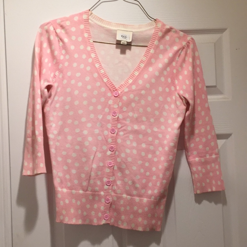 Pink polka dot cardigan